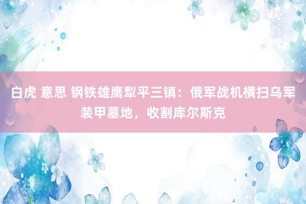 白虎 意思 钢铁雄鹰犁平三镇：俄军战机横扫乌军装甲墓地，收割库尔斯克