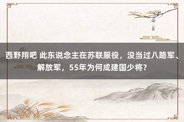 西野翔吧 此东说念主在苏联服役，没当过八路军、解放军，55年为何成建国少将？