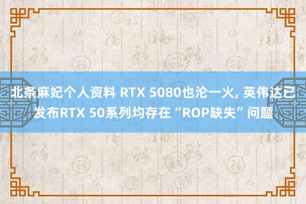 北条麻妃个人资料 RTX 5080也沦一火， 英伟达已发布RTX 50系列均存在“ROP缺失”问题