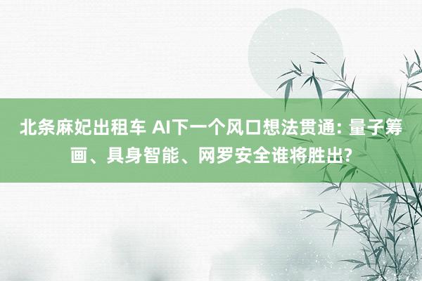 北条麻妃出租车 AI下一个风口想法贯通: 量子筹画、具身智能、网罗安全谁将胜出?