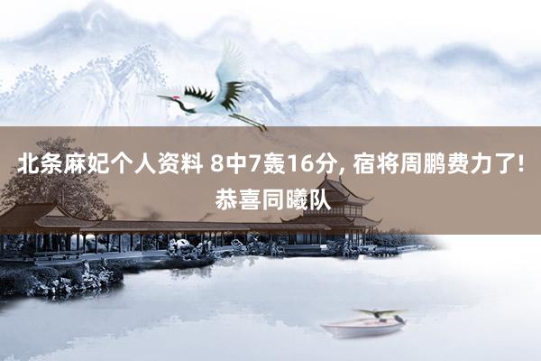 北条麻妃个人资料 8中7轰16分， 宿将周鹏费力了! 恭喜同曦队