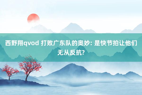西野翔qvod 打败广东队的奥妙: 是快节拍让他们无从反抗?