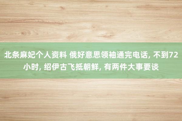 北条麻妃个人资料 俄好意思领袖通完电话， 不到72小时， 绍伊古飞抵朝鲜， 有两件大事要谈