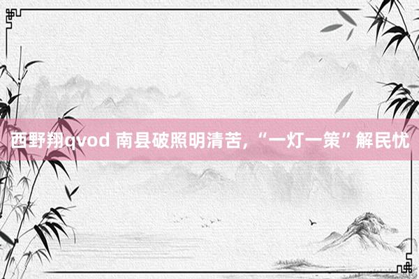 西野翔qvod 南县破照明清苦， “一灯一策”解民忧