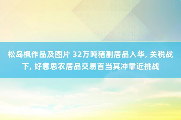 松岛枫作品及图片 32万吨猪副居品入华， 关税战下， 好意思农居品交易首当其冲靠近挑战