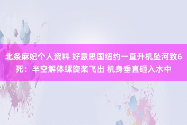北条麻妃个人资料 好意思国纽约一直升机坠河致6死：半空解体螺旋桨飞出 机身垂直砸入水中