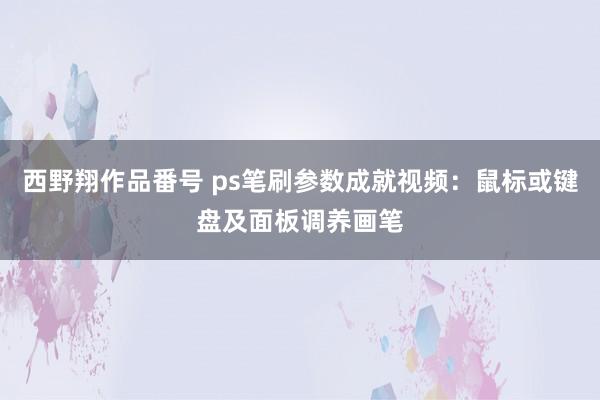西野翔作品番号 ps笔刷参数成就视频：鼠标或键盘及面板调养画笔