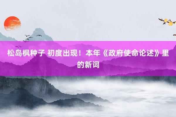 松岛枫种子 初度出现！本年《政府使命论述》里的新词