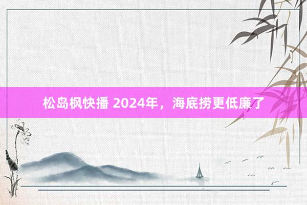 松岛枫快播 2024年，海底捞更低廉了